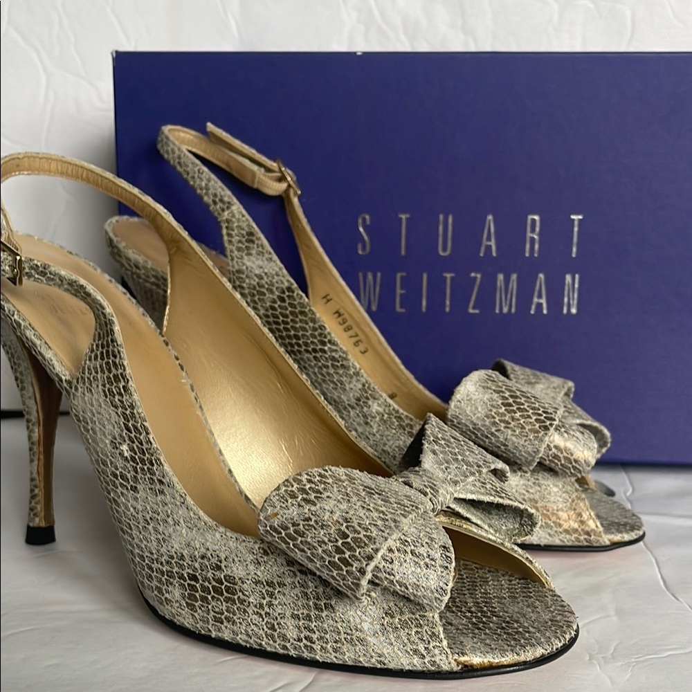 Stuart Weitzman Women's Snakeskin Slingback Heels